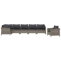 Vidaxl 7 Piece Patio Lounge Set With Cushions Gray Poly Rattan