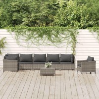 Vidaxl 8 Piece Patio Lounge Set With Cushions Gray Poly Rattan