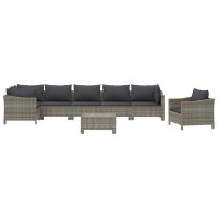 Vidaxl 8 Piece Patio Lounge Set With Cushions Gray Poly Rattan