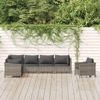 Vidaxl 7 Piece Patio Lounge Set With Cushions Gray Poly Rattan