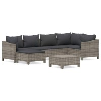 Vidaxl 7 Piece Patio Lounge Set With Cushions Gray Poly Rattan