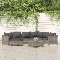 Vidaxl 8 Piece Patio Lounge Set With Cushions Gray Poly Rattan