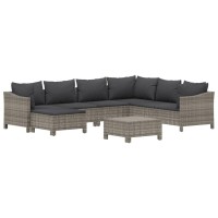 Vidaxl 8 Piece Patio Lounge Set With Cushions Gray Poly Rattan