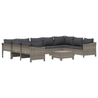 Vidaxl 10 Piece Patio Lounge Set With Cushions Gray Poly Rattan