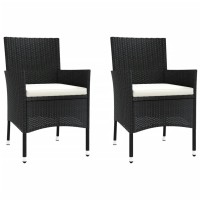 vidaXL 3 Piece Patio Bistro Set with Cushions Black Poly Rattan