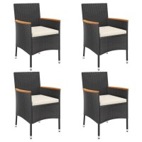 vidaXL 5 Piece Patio Bistro Set with Cushions Black Poly Rattan