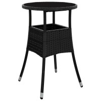 vidaXL 5 Piece Patio Bistro Set with Cushions Black Poly Rattan