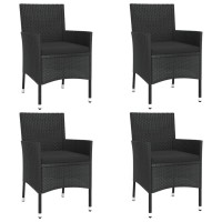 vidaXL 5 Piece Patio Bistro Set with Cushions Black Poly Rattan