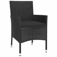 vidaXL 5 Piece Patio Bistro Set with Cushions Black Poly Rattan