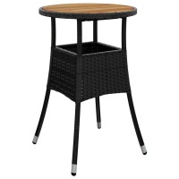 vidaXL 3 Piece Patio Bistro Set with Cushions Black Poly Rattan