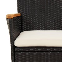 vidaXL 3 Piece Patio Bistro Set with Cushions Black Poly Rattan