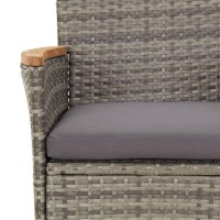 vidaXL 5 Piece Patio Bistro Set with Cushions Gray Poly Rattan