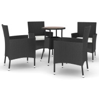 vidaXL 5 Piece Patio Bistro Set with Cushions Black Poly Rattan