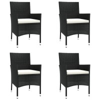 vidaXL 5 Piece Patio Bistro Set with Cushions Black Poly Rattan