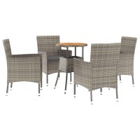 vidaXL 5 Piece Patio Bistro Set with Cushions Gray Poly Rattan