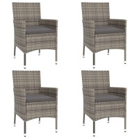 vidaXL 5 Piece Patio Bistro Set with Cushions Gray Poly Rattan