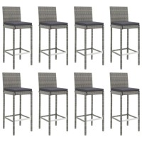 vidaXL 9 Piece Patio Bar Set with Cushions Gray Poly Rattan