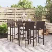 vidaXL 5 Piece Patio Bar Set Brown Poly Rattan