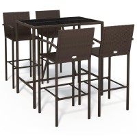 vidaXL 5 Piece Patio Bar Set Brown Poly Rattan