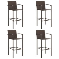 vidaXL 5 Piece Patio Bar Set Brown Poly Rattan