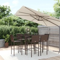 vidaXL 7 Piece Patio Bar Set Brown Poly Rattan