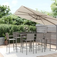 vidaXL 9 Piece Patio Bar Set Gray Poly Rattan