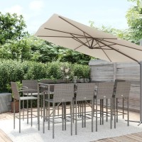 vidaXL 11 Piece Patio Bar Set Gray Poly Rattan