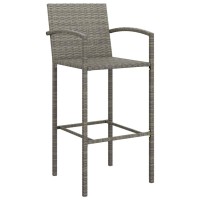 vidaXL 11 Piece Patio Bar Set Gray Poly Rattan