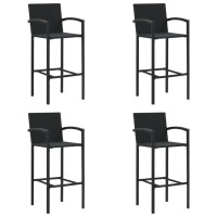 vidaXL 5 Piece Patio Bar Set Black Poly Rattan