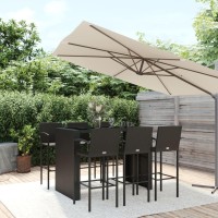 vidaXL 7 Piece Patio Bar Set Black Poly Rattan