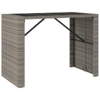 vidaXL 7 Piece Patio Bar Set Gray Poly Rattan