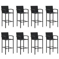 vidaXL 9 Piece Patio Bar Set Black Poly Rattan