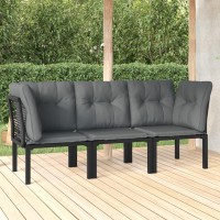 Vidaxl 3 Piece Patio Lounge Set Black And Gray Poly Rattan