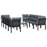 Vidaxl 9 Piece Patio Lounge Set Black And Gray Poly Rattan