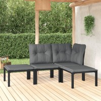 Vidaxl 4 Piece Patio Lounge Set Black And Gray Poly Rattan