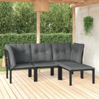 Vidaxl 4 Piece Patio Lounge Set Black And Gray Poly Rattan