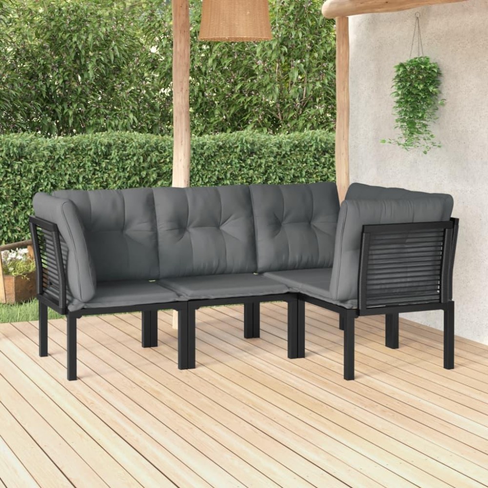 Vidaxl 4 Piece Patio Lounge Set Black And Gray Poly Rattan