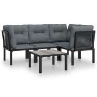 Vidaxl 5 Piece Patio Lounge Set Black And Gray Poly Rattan