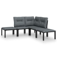 Vidaxl 5 Piece Patio Lounge Set Black And Gray Poly Rattan