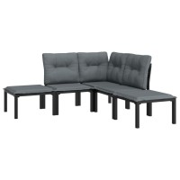 Vidaxl 5 Piece Patio Lounge Set Black And Gray Poly Rattan