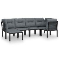 Vidaxl 6 Piece Patio Lounge Set Black And Gray Poly Rattan