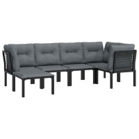 Vidaxl 6 Piece Patio Lounge Set Black And Gray Poly Rattan