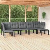 Vidaxl 7 Piece Patio Lounge Set Black And Gray Poly Rattan