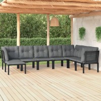 Vidaxl 8 Piece Patio Lounge Set Black And Gray Poly Rattan