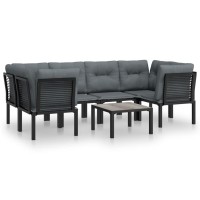 Vidaxl 7 Piece Patio Lounge Set Black And Gray Poly Rattan