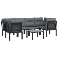 Vidaxl 7 Piece Patio Lounge Set Black And Gray Poly Rattan