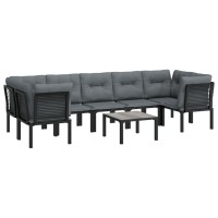 Vidaxl 8 Piece Patio Lounge Set Black And Gray Poly Rattan