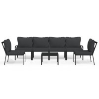 Vidaxl 7 Piece Patio Lounge Set With Gray Cushions Steel