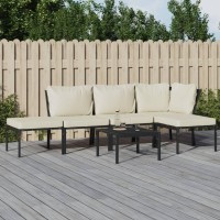 Vidaxl 6 Piece Patio Lounge Set With Sand Cushions Steel