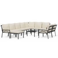 Vidaxl 11 Piece Patio Lounge Set With Sand Cushions Steel